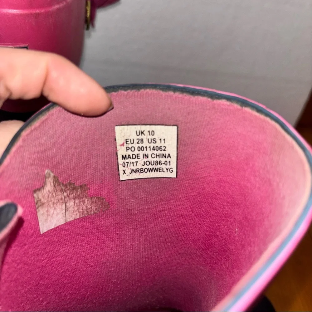 Joules Girls Rain Boots Pink Bow Wellies Size 11